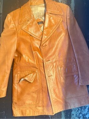 Men's Tan Leather Jacket - Vintage Style
